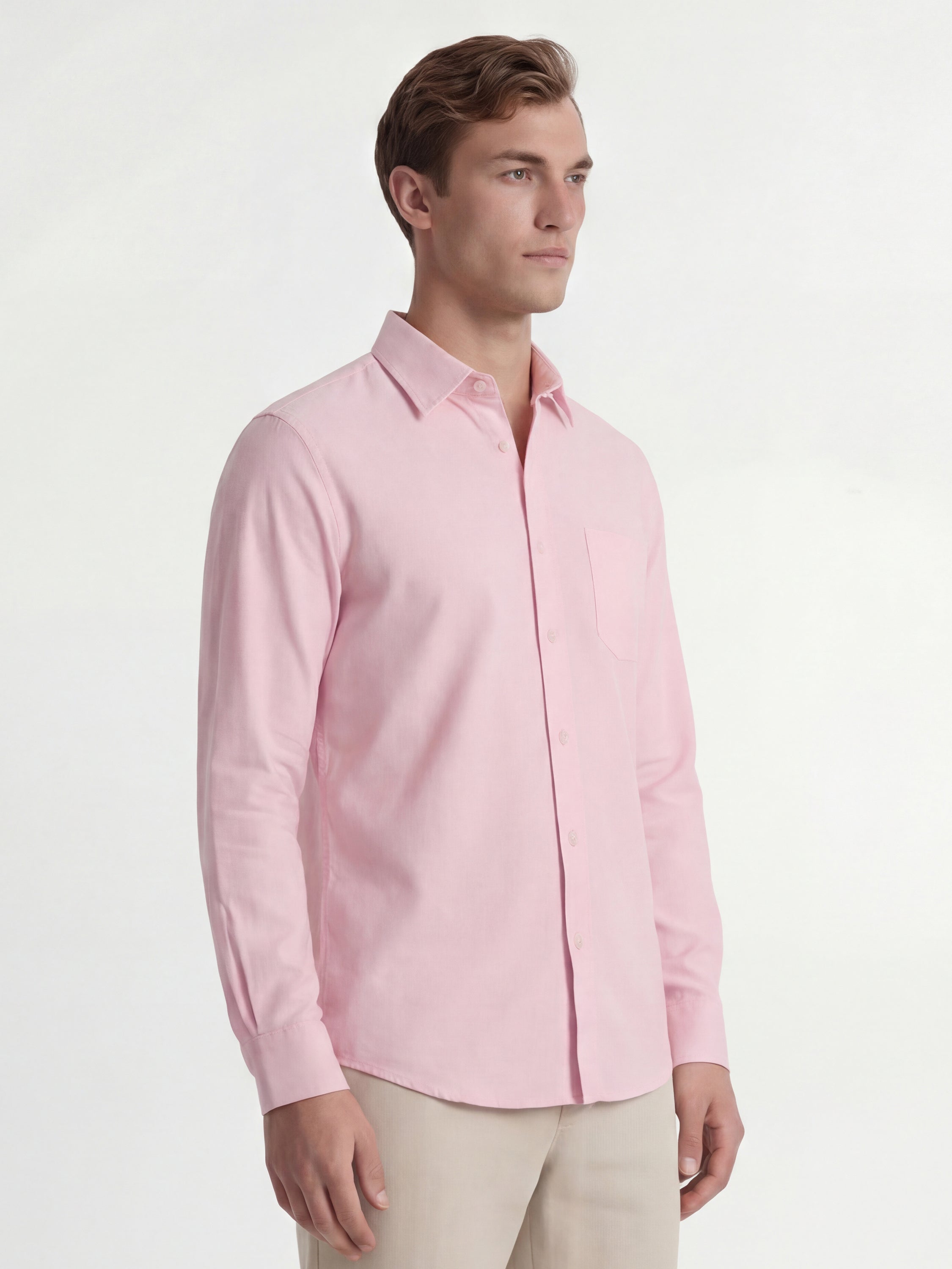 Highlander Men Pink Solid Slim Fit Casual Shirt - Pink - Image 6