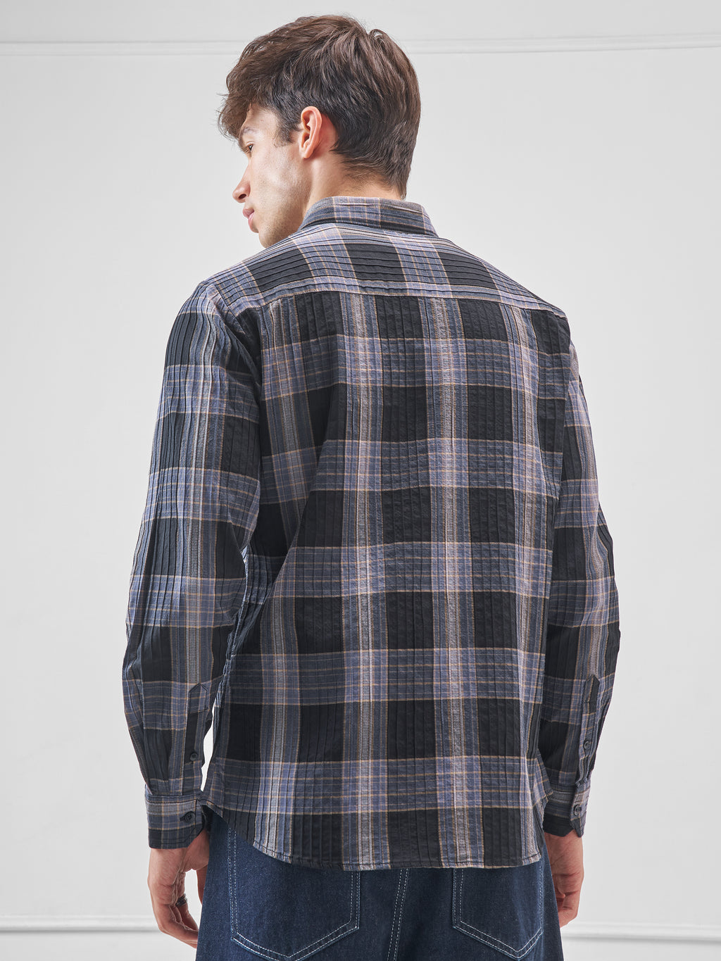 Highlander Men Black Checked Slim Fit Casual Shirt - Black - Image 3