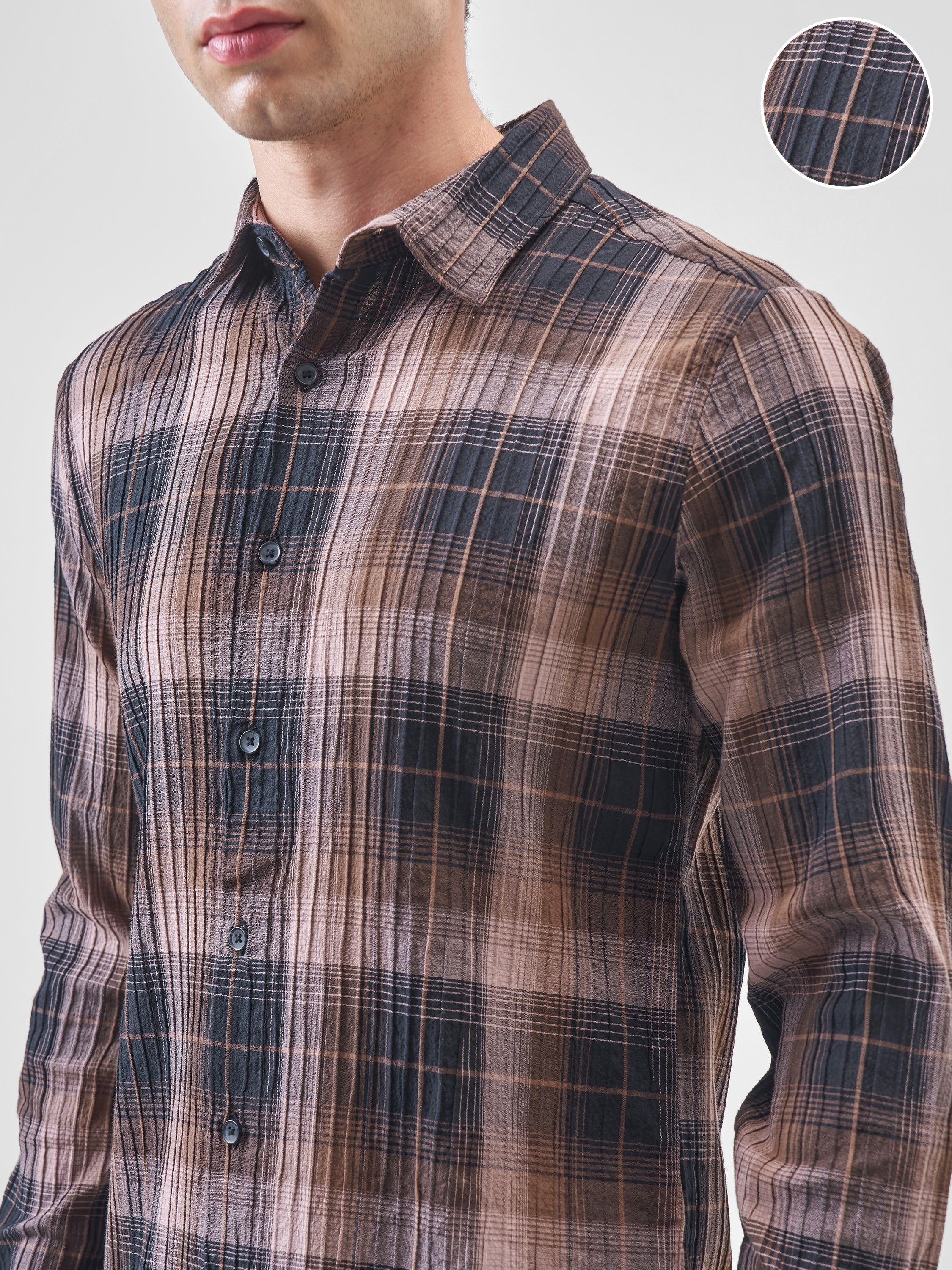 Highlander Men Pink Checked Slim Fit Casual Shirt - Pink - Image 5