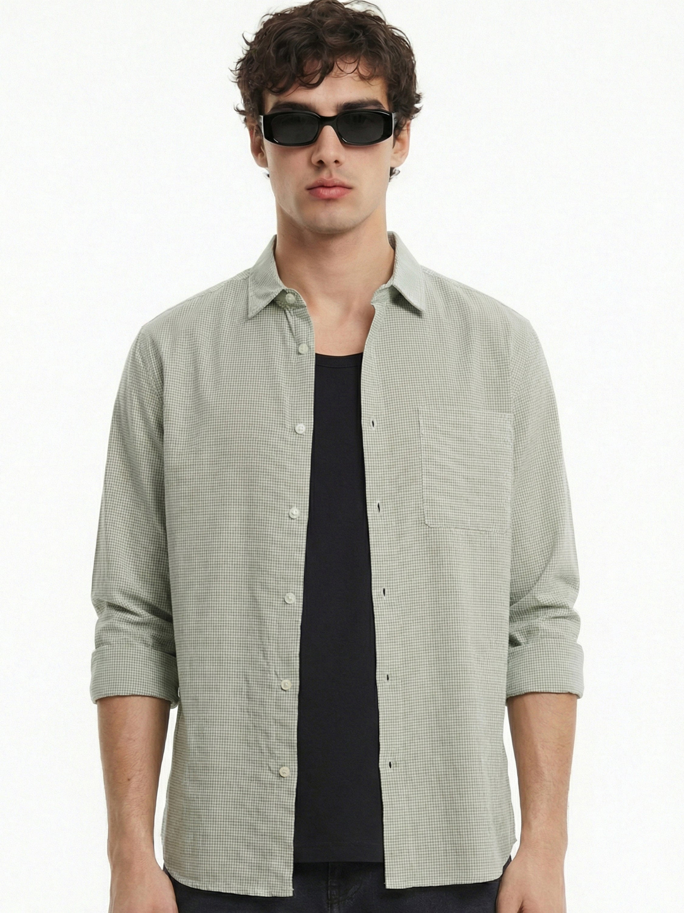 Highlander Men Green Checked Relaxed Fit Casual Shirt - Green - Image 1