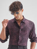 Highlander Men Purple Printed Slim Fit Casual Shirt - Purple - Image 1