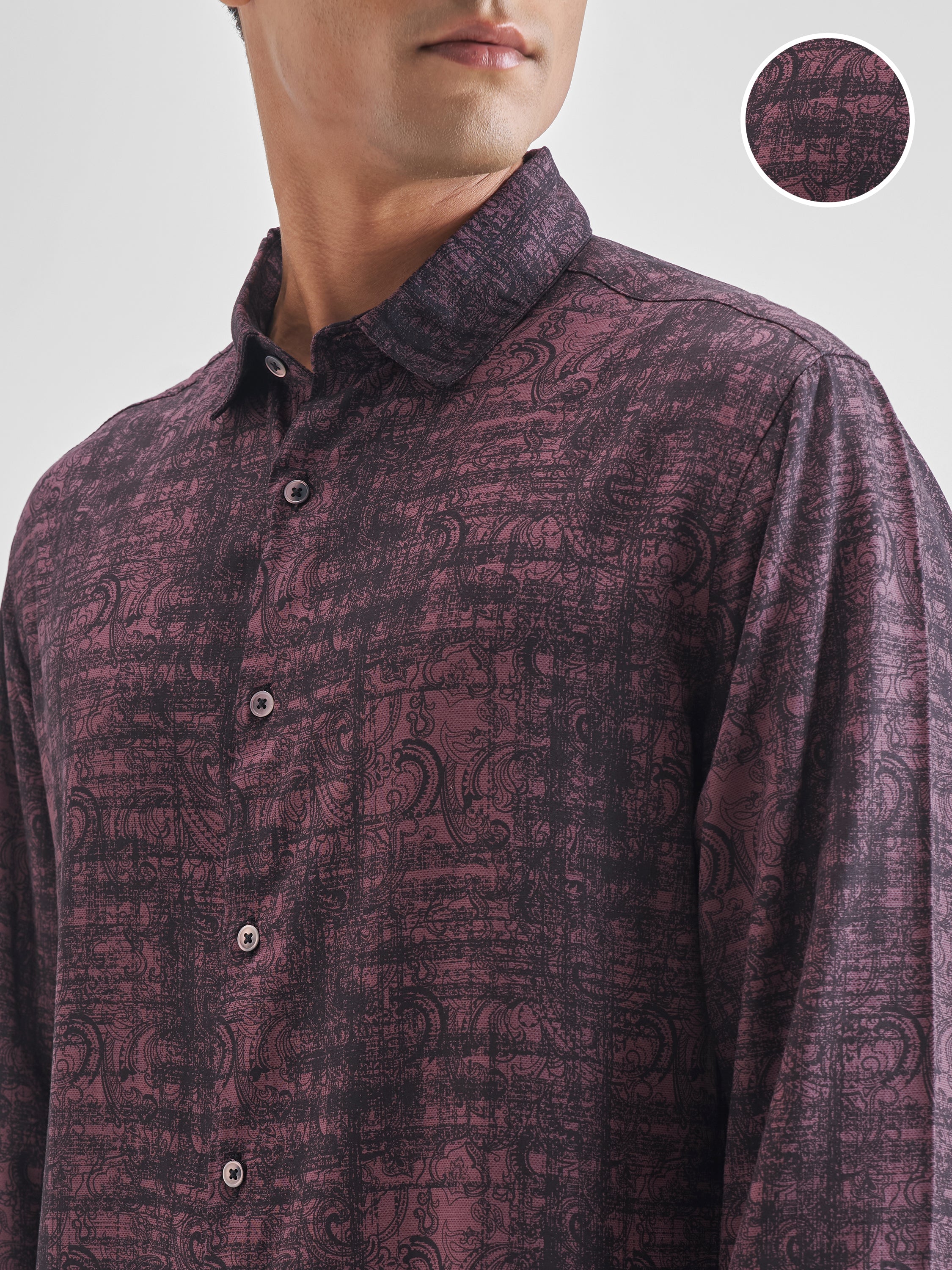 Highlander Men Purple Printed Slim Fit Casual Shirt - Purple - Image 5