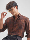 Highlander Men Rust Printed Slim Fit Casual Shirt - Rust - Image 1