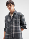 Highlander Men Charcoal Checked Relaxed Fit Casual Shirt - Charcoal - Image 1