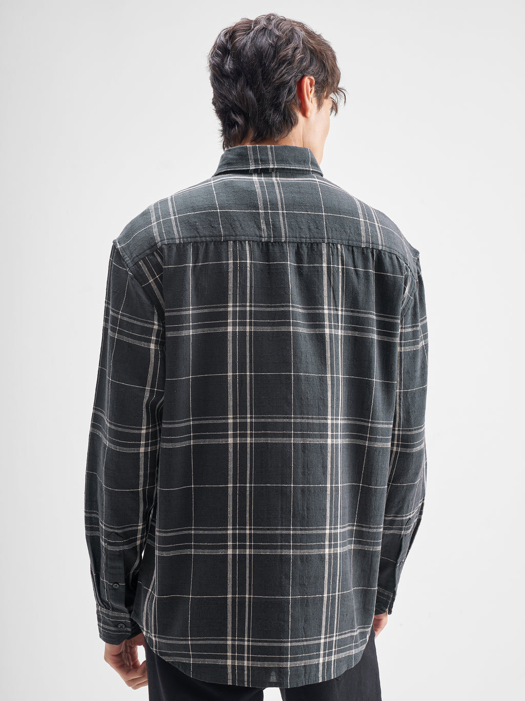 Highlander Men Charcoal Checked Relaxed Fit Casual Shirt - Charcoal - Image 3