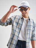 Highlander Men Blue Checked Slim Fit Casual Shirt - Blue - Image 1