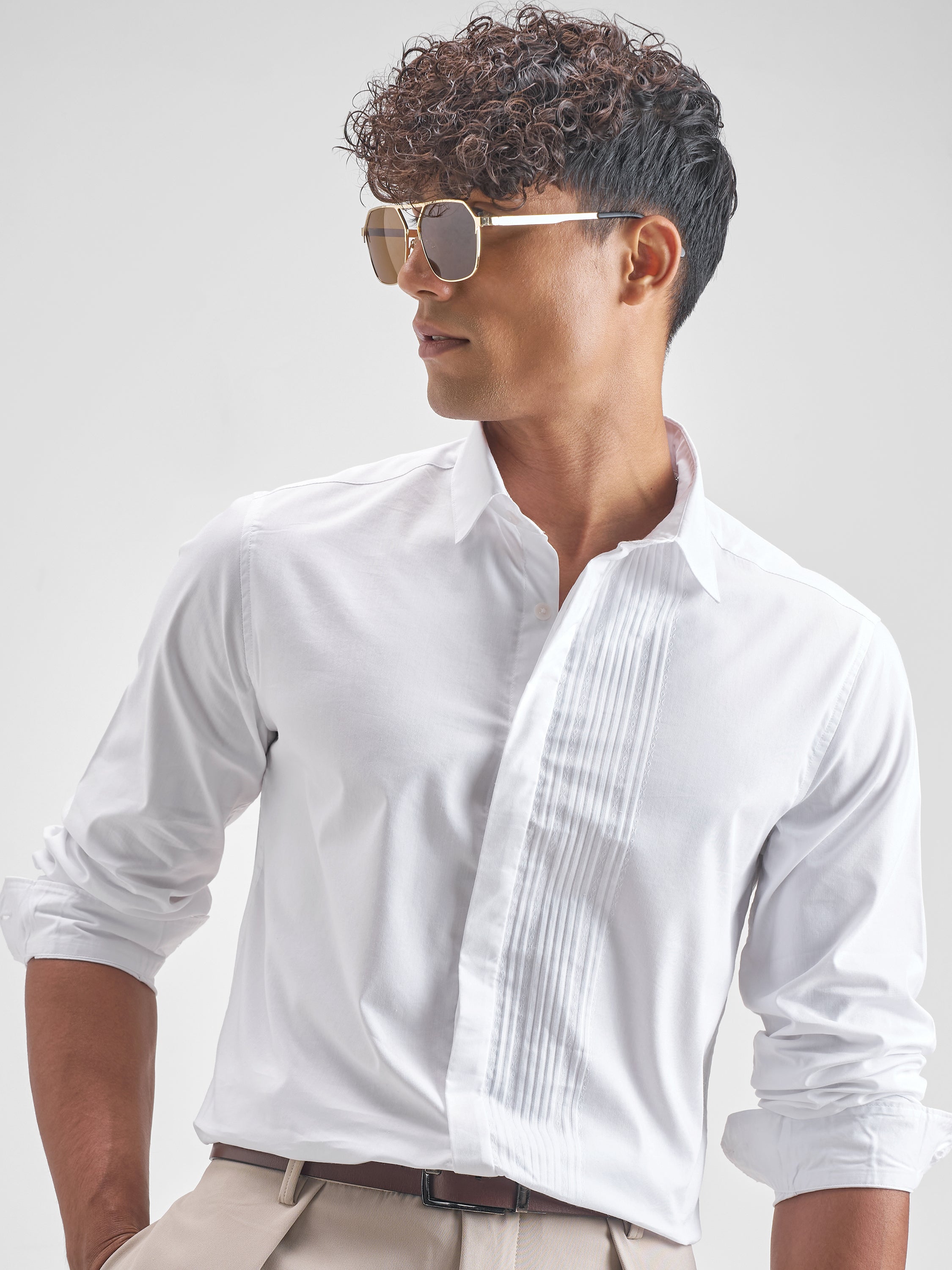 Highlander Men White Solid Slim Fit Casual Shirt - White - Image 1