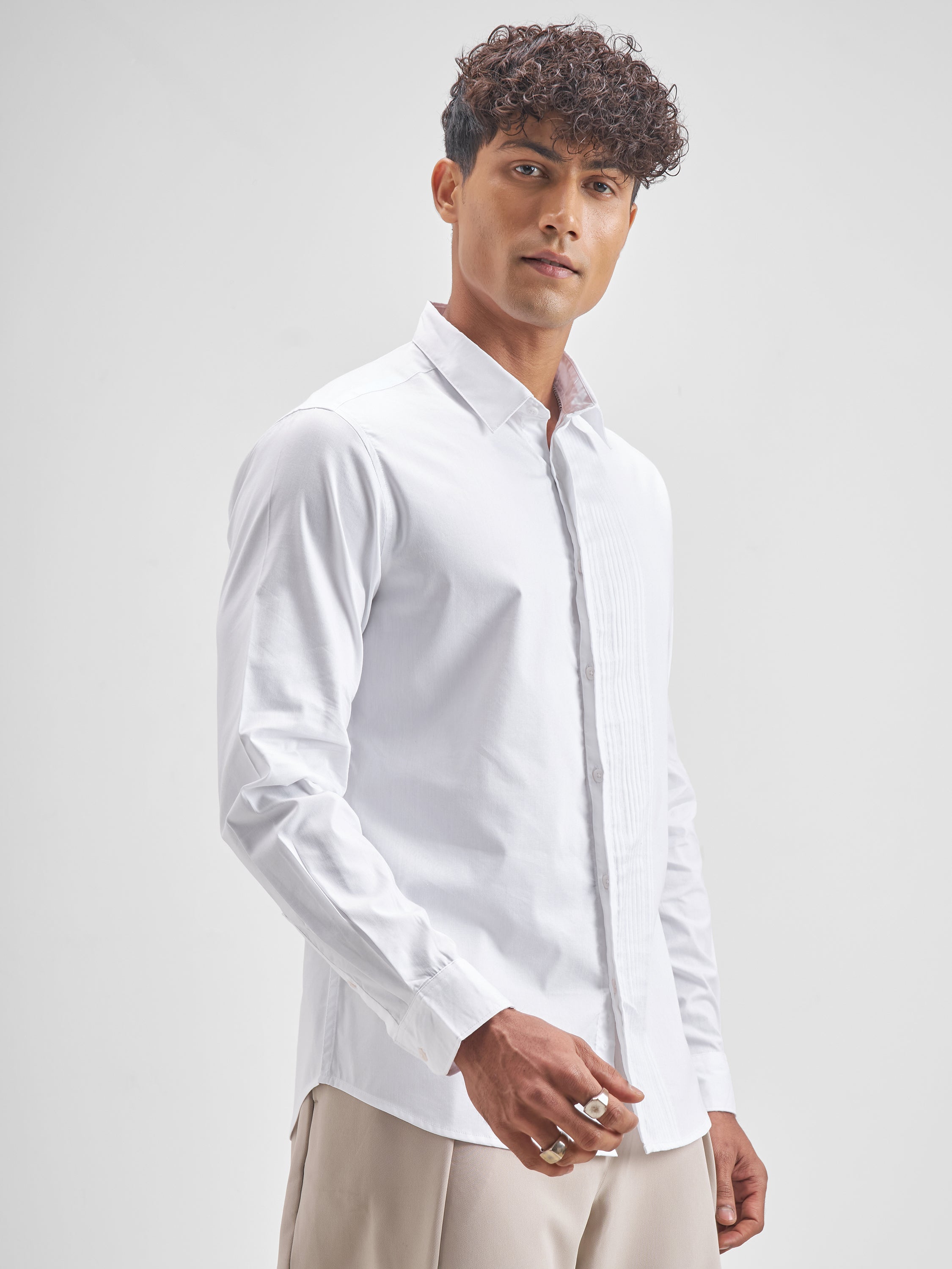 Highlander Men White Solid Slim Fit Casual Shirt - White - Image 6