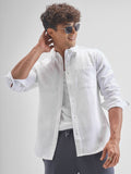 Highlander Men White Self Design Slim Fit Casual Shirt - White - Image 1