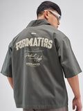 Highlander Men Charcoal Printed Boxy Fit Casual Shirt - Charcoal - Image 1