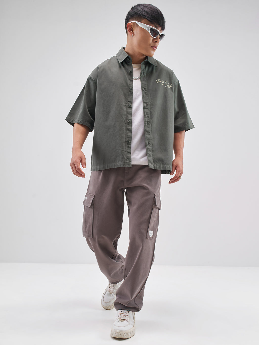 Highlander Men Charcoal Printed Boxy Fit Casual Shirt - Charcoal - Image 2