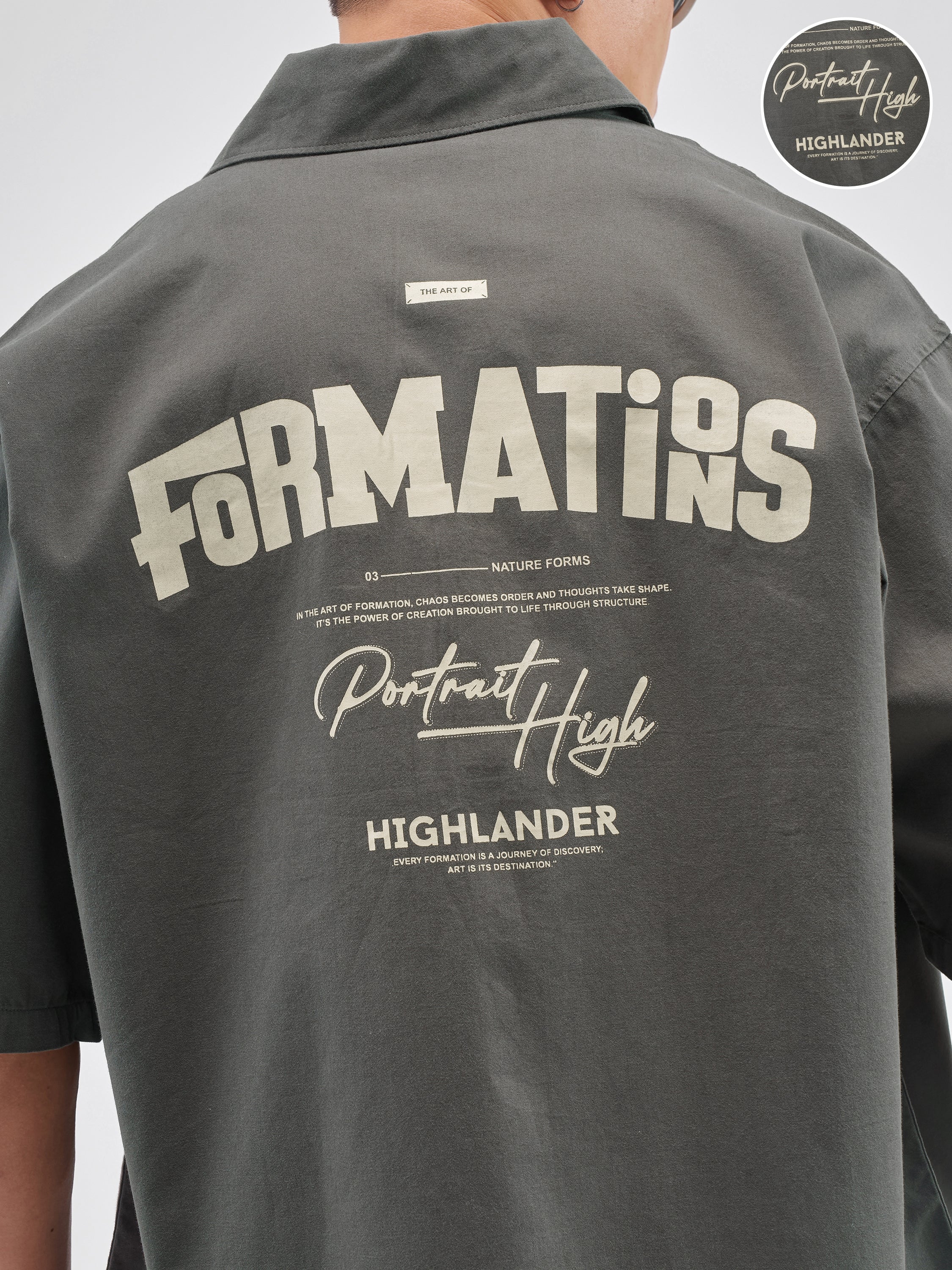 Highlander Men Charcoal Printed Boxy Fit Casual Shirt - Charcoal - Image 5