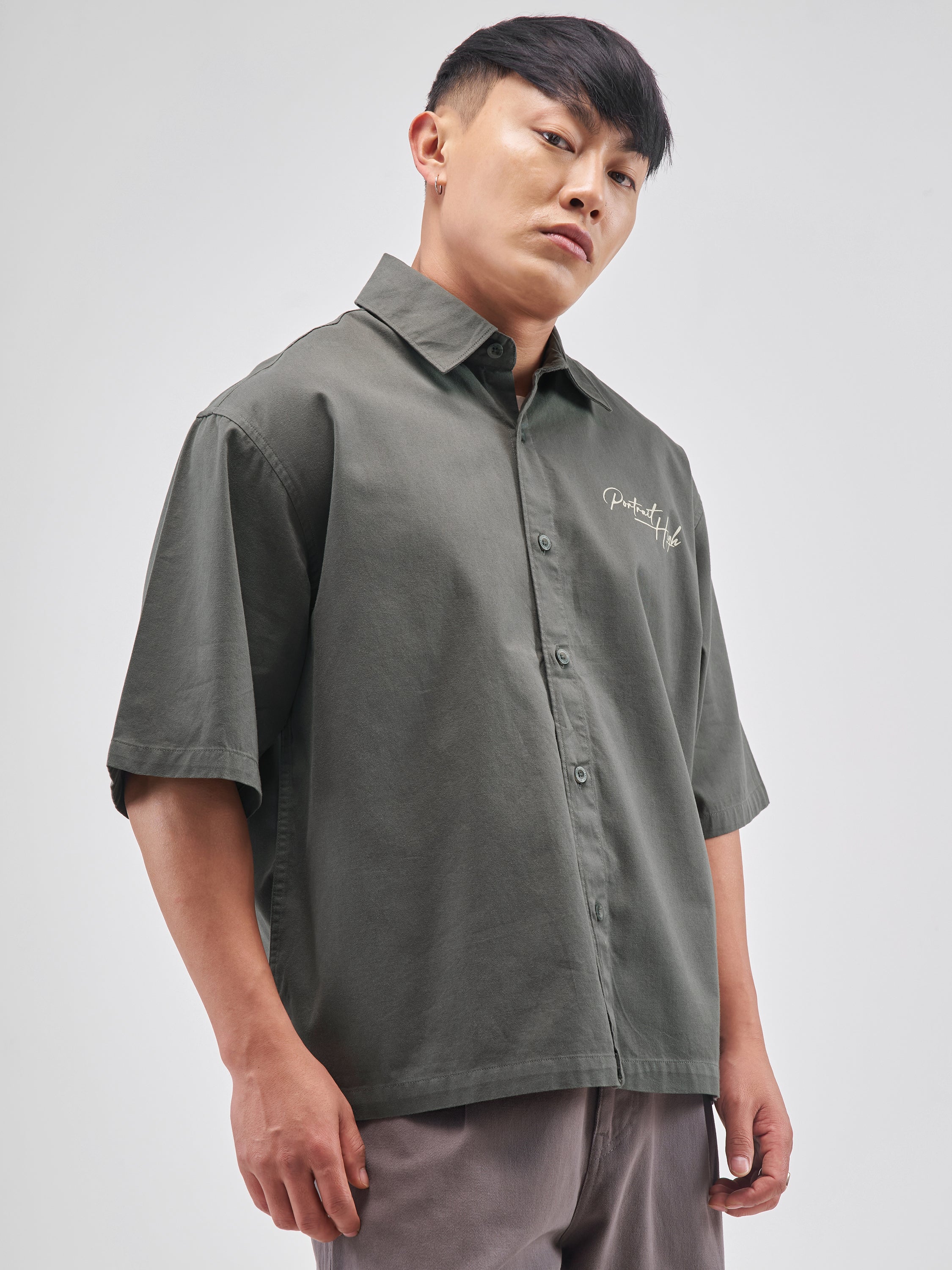 Highlander Men Charcoal Printed Boxy Fit Casual Shirt - Charcoal - Image 6