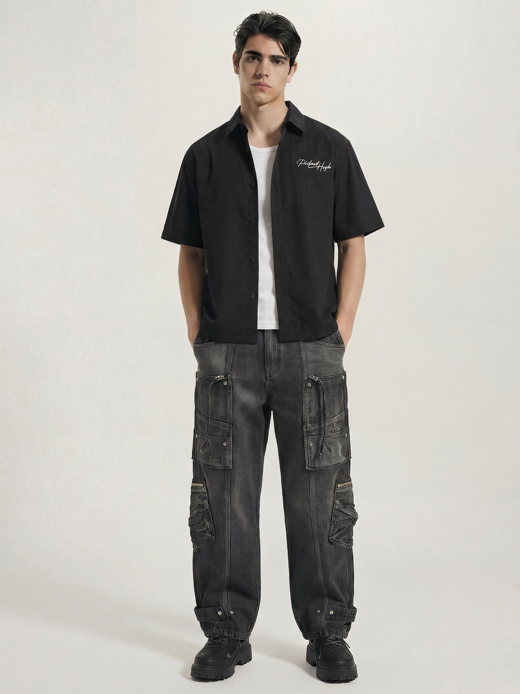 Highlander Men Black Printed Boxy Fit Casual Shirt - Black - Image 2