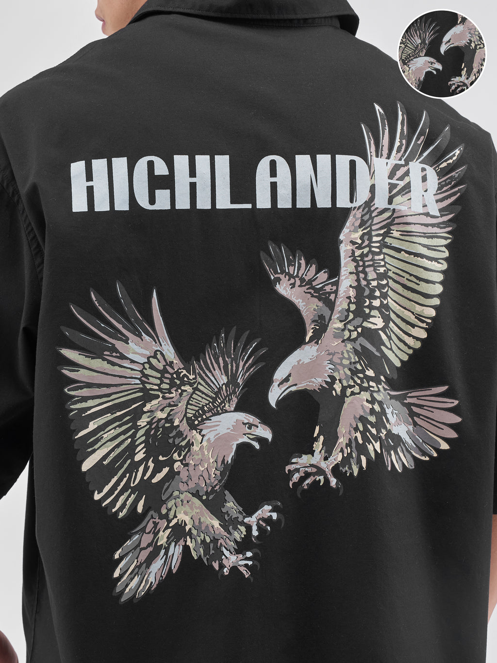 Highlander Men Black Printed Boxy Fit Casual Shirt - Black - Image 5