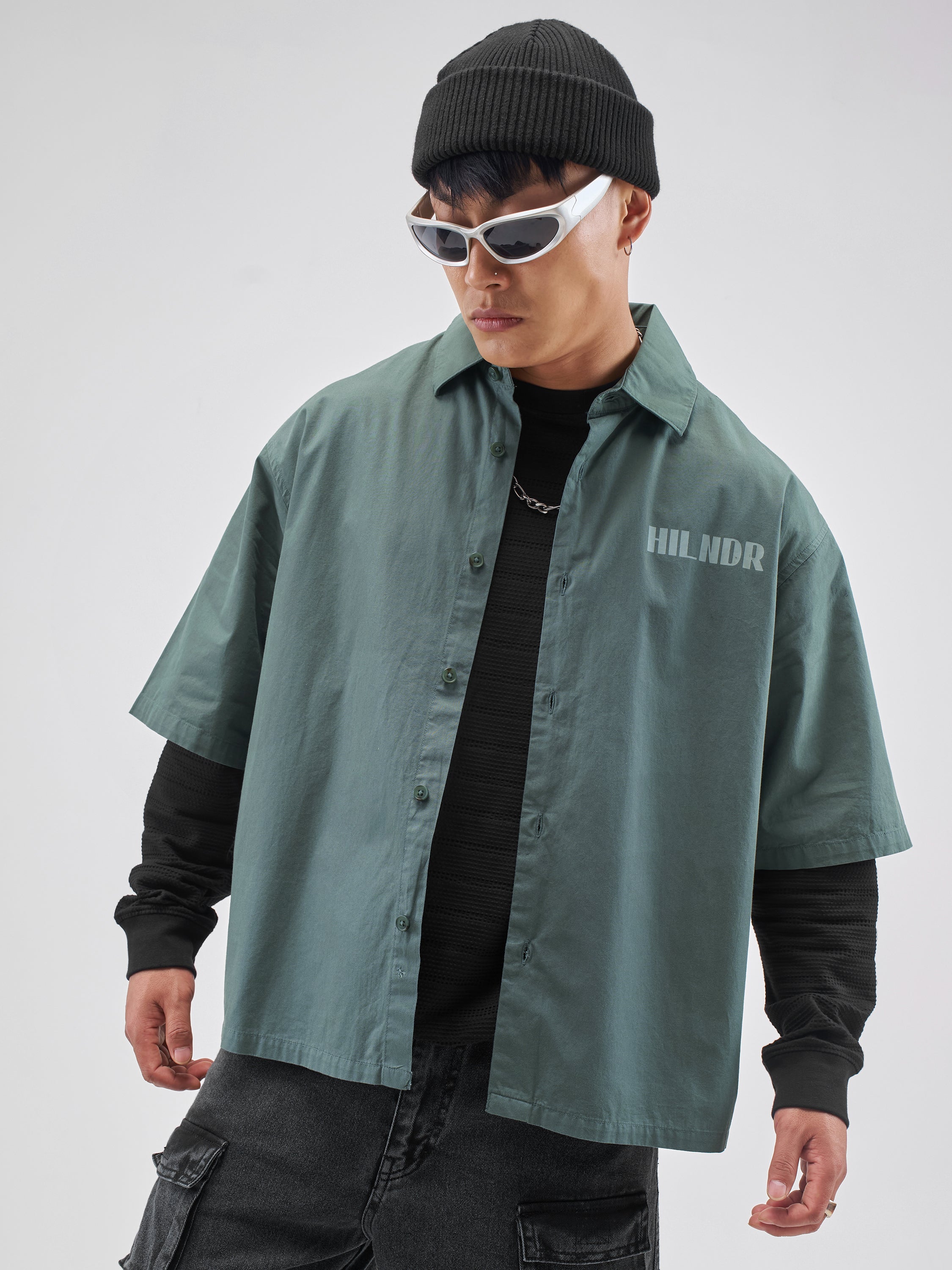 Highlander Men Green Printed Boxy Fit Casual Shirt - Green - Image 3