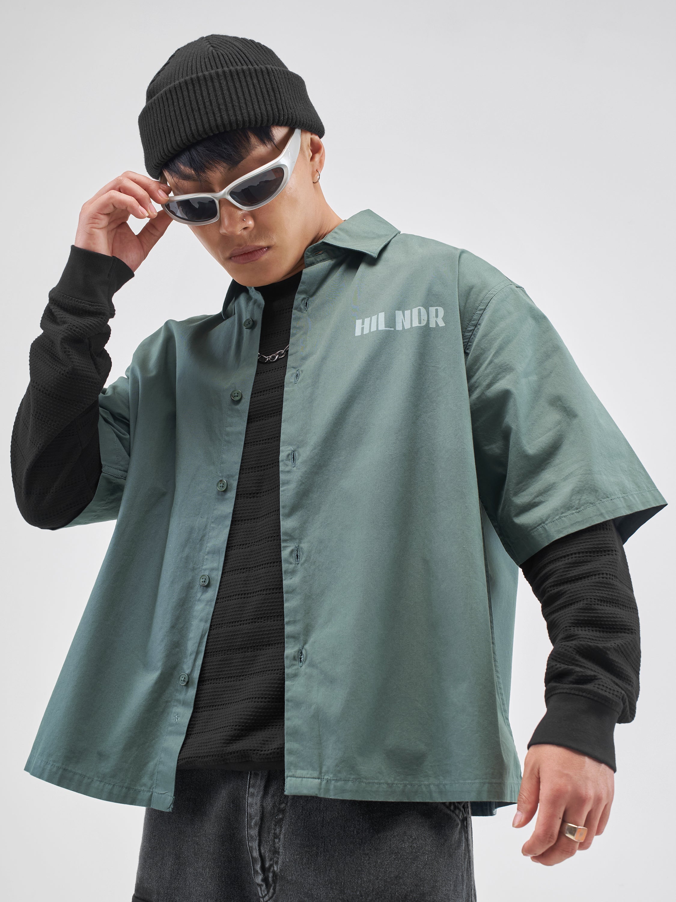 Highlander Men Green Printed Boxy Fit Casual Shirt - Green - Image 4