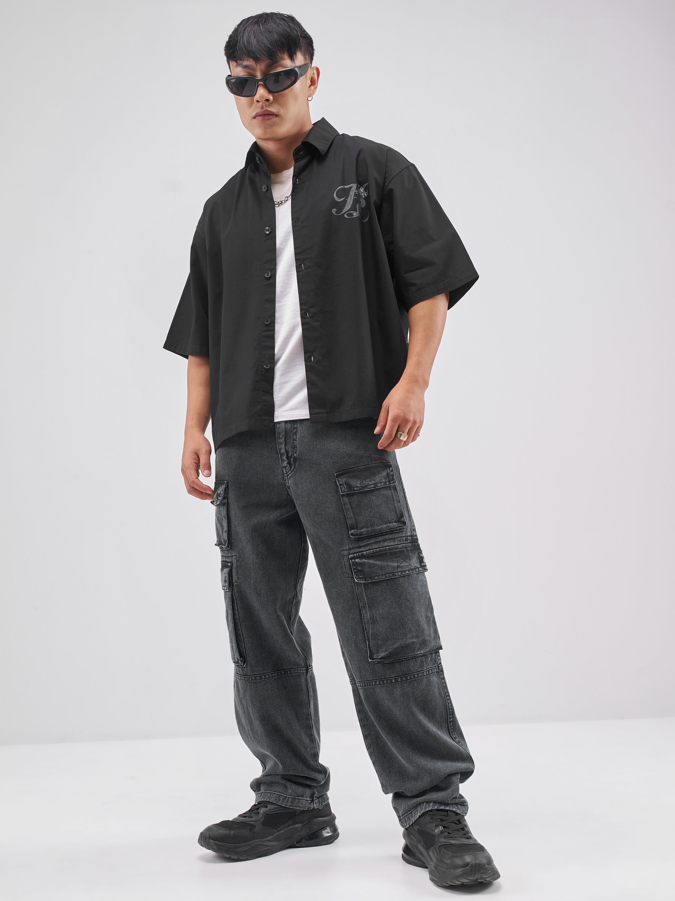 Highlander Men Black Printed Boxy Fit Casual Shirt - Black - Image 2