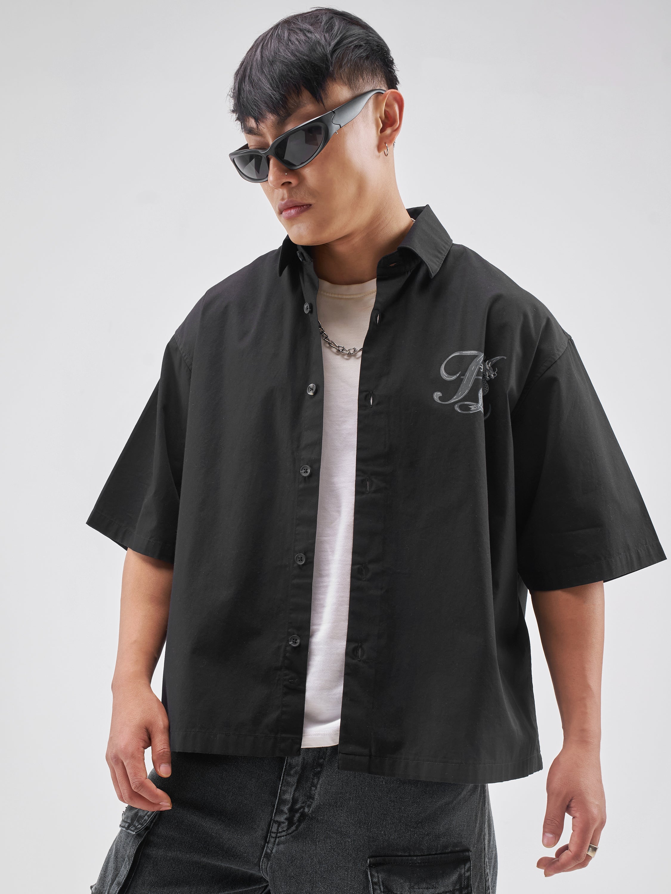 Highlander Men Black Printed Boxy Fit Casual Shirt - Black - Image 4