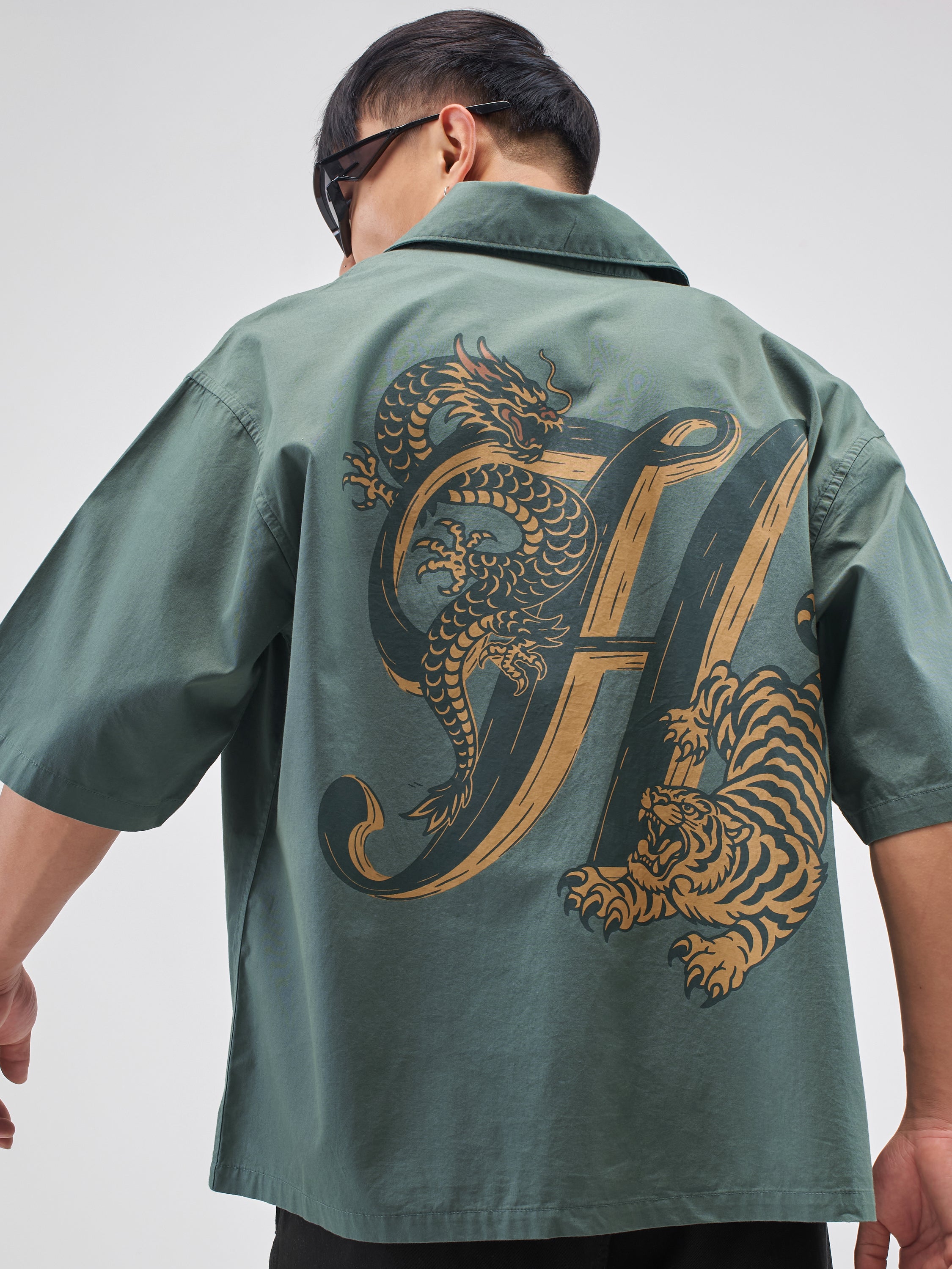 Highlander Men Green Printed Boxy Fit Casual Shirt - Green - Image 1