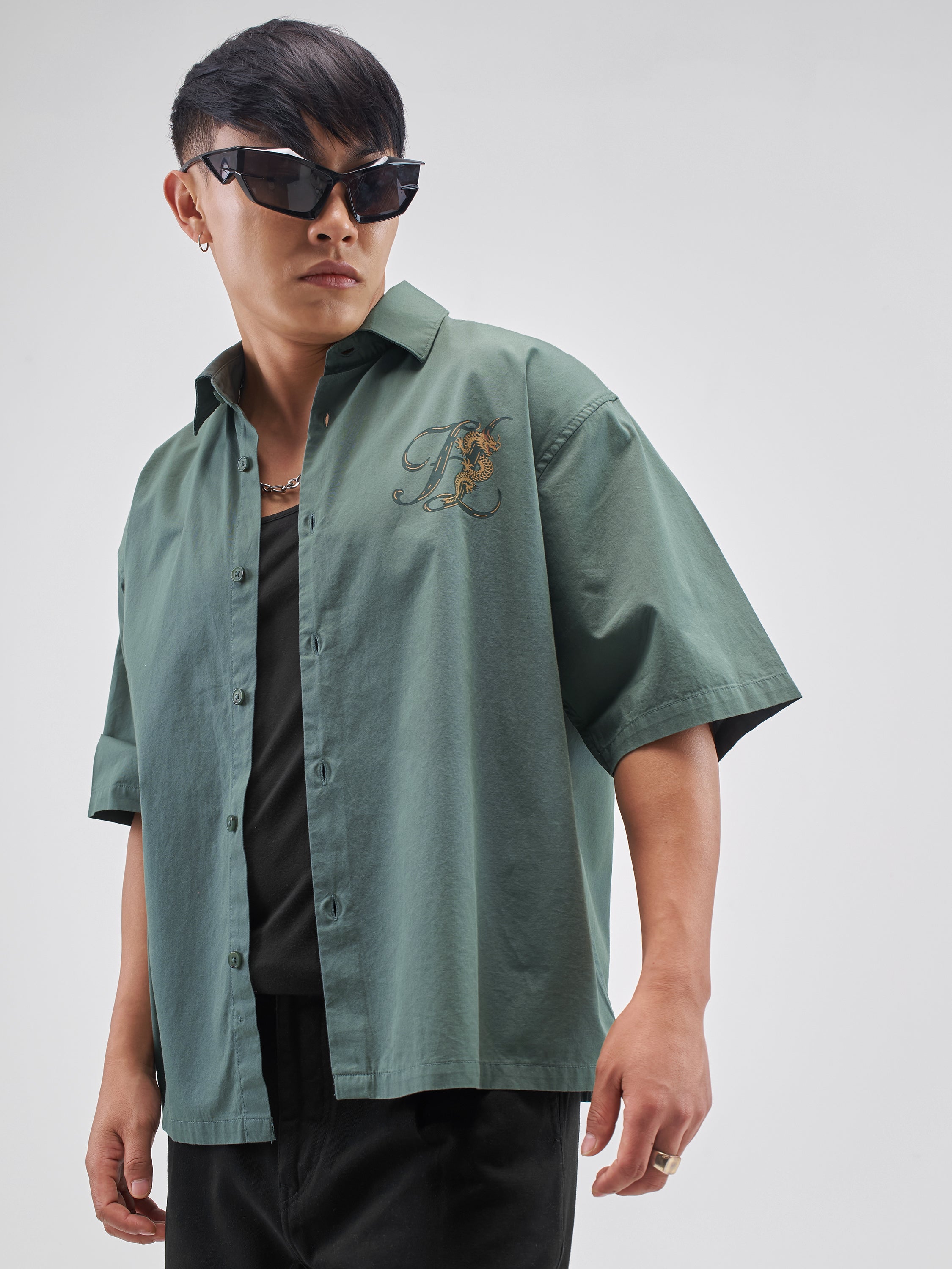 Highlander Men Green Printed Boxy Fit Casual Shirt - Green - Image 4