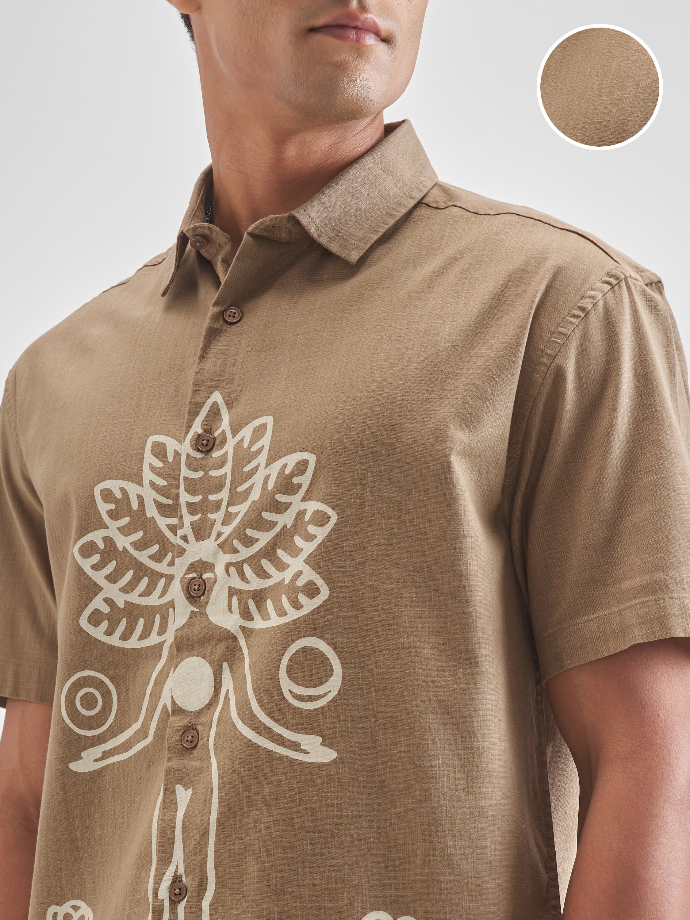 Highlander Men Brown Printed Relaxed Fit Casual Shirt - Brown - Image 5