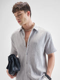 Highlander Men Grey Self Design Relaxed Fit Casual Shirt - Grey - Image 1