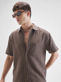 Highlander Men Brown Self Design Relaxed Fit Casual Shirt - Brown - Image 1