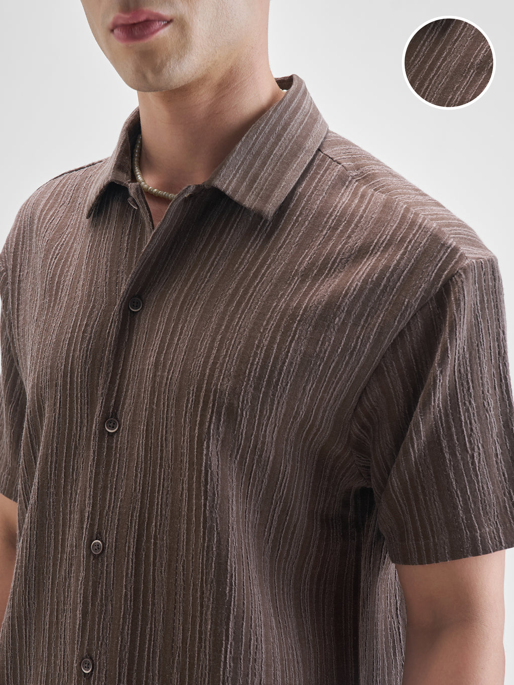 Highlander Men Brown Self Design Relaxed Fit Casual Shirt - Brown - Image 5