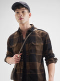 Highlander Men Brown Checked Relaxed Fit Casual Shirt - Brown - Image 1