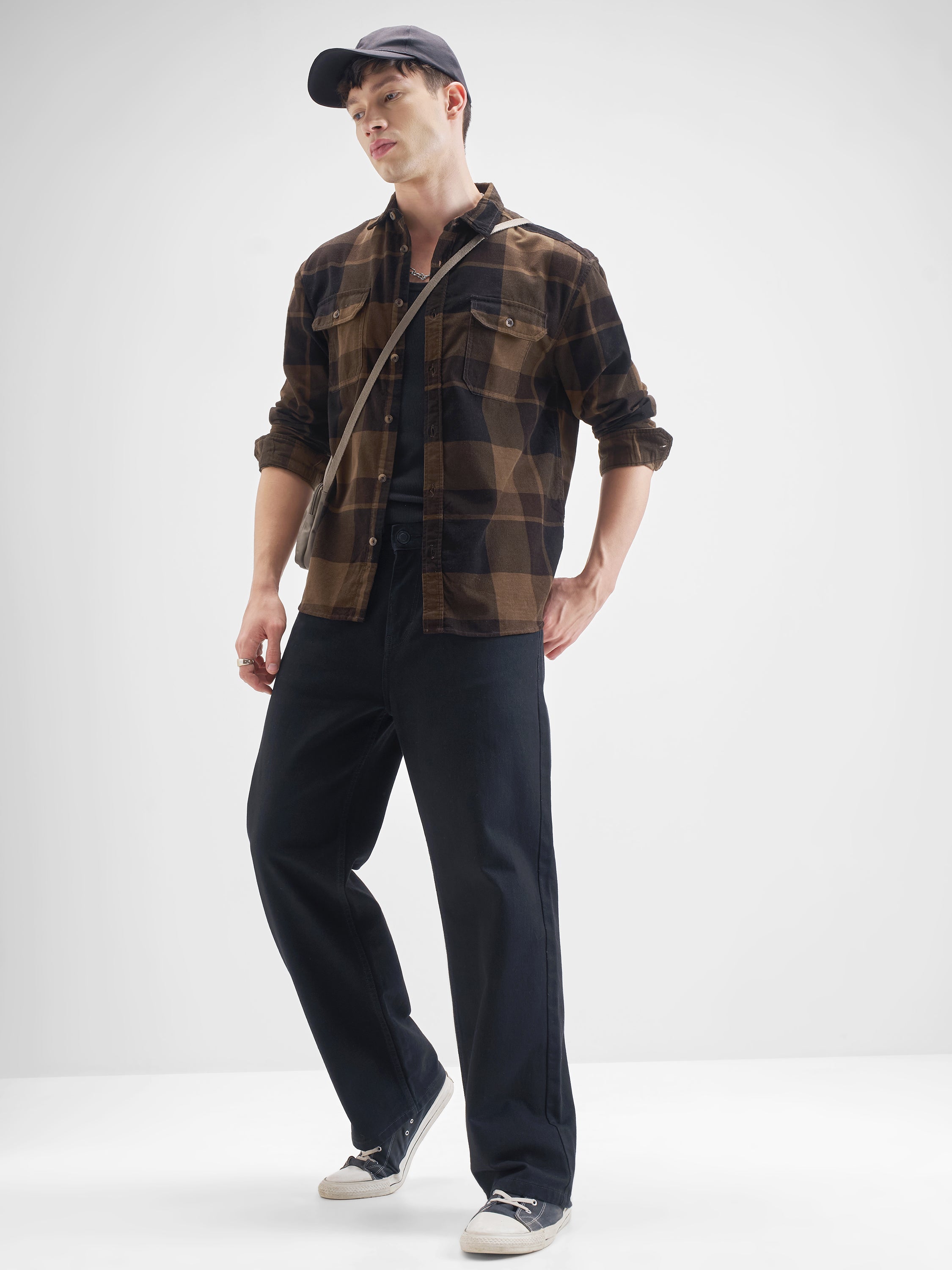 Highlander Men Brown Checked Relaxed Fit Casual Shirt - Brown - Image 2