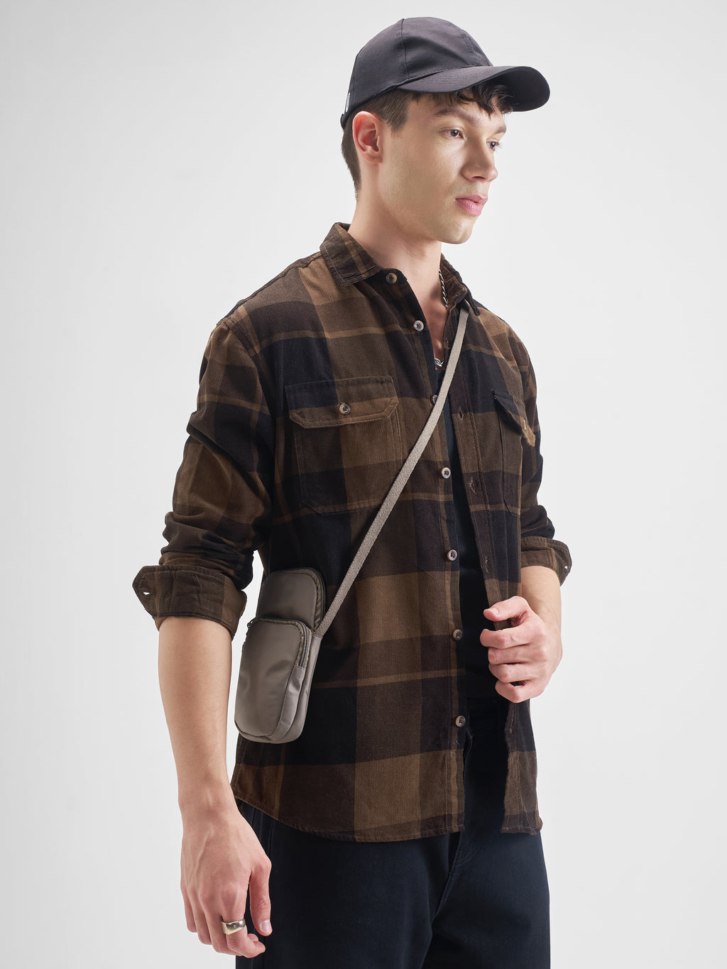 Highlander Men Brown Checked Relaxed Fit Casual Shirt - Brown - Image 6