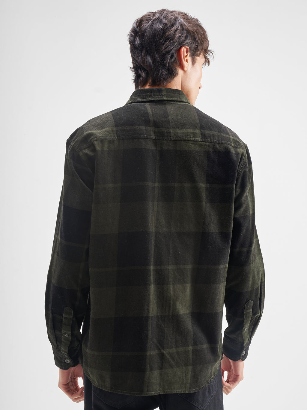 Highlander Men Olive Checked Relaxed Fit Casual Shirt - Olive - Image 3