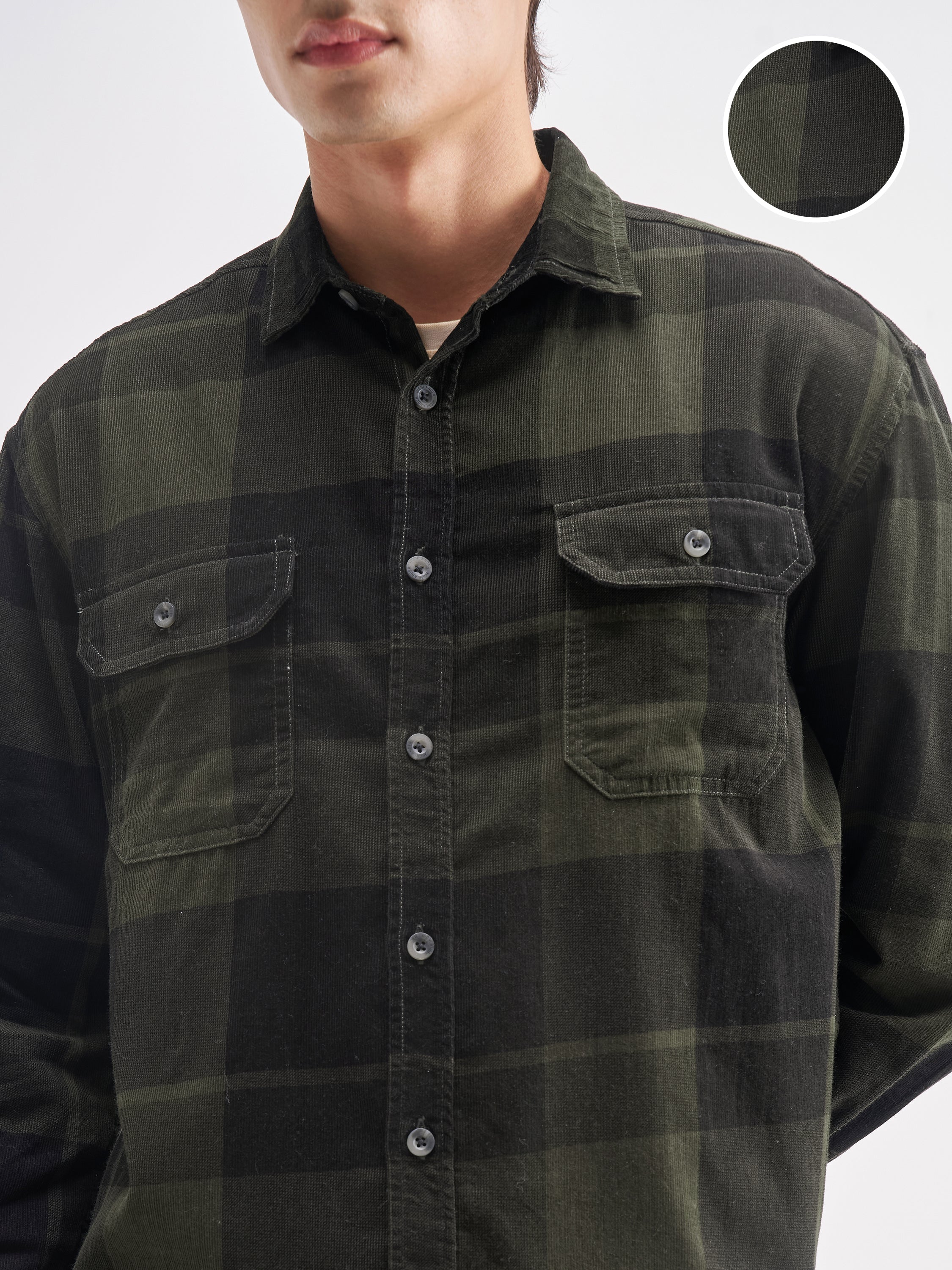 Highlander Men Olive Checked Relaxed Fit Casual Shirt - Olive - Image 5