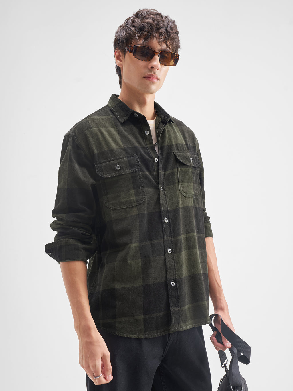 Highlander Men Olive Checked Relaxed Fit Casual Shirt - Olive - Image 6