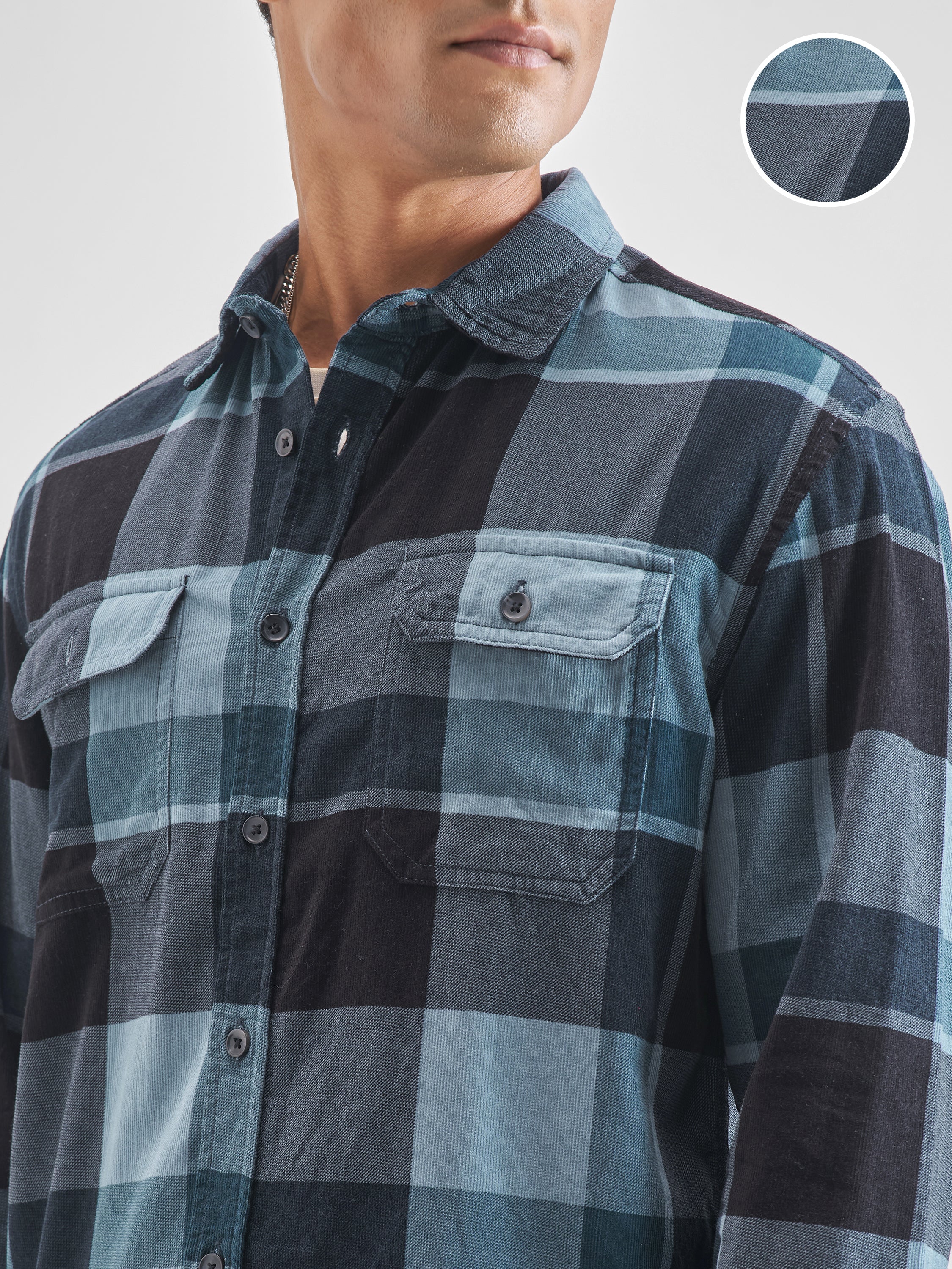 Highlander Men Blue Checked Relaxed Fit Casual Shirt - Blue - Image 5