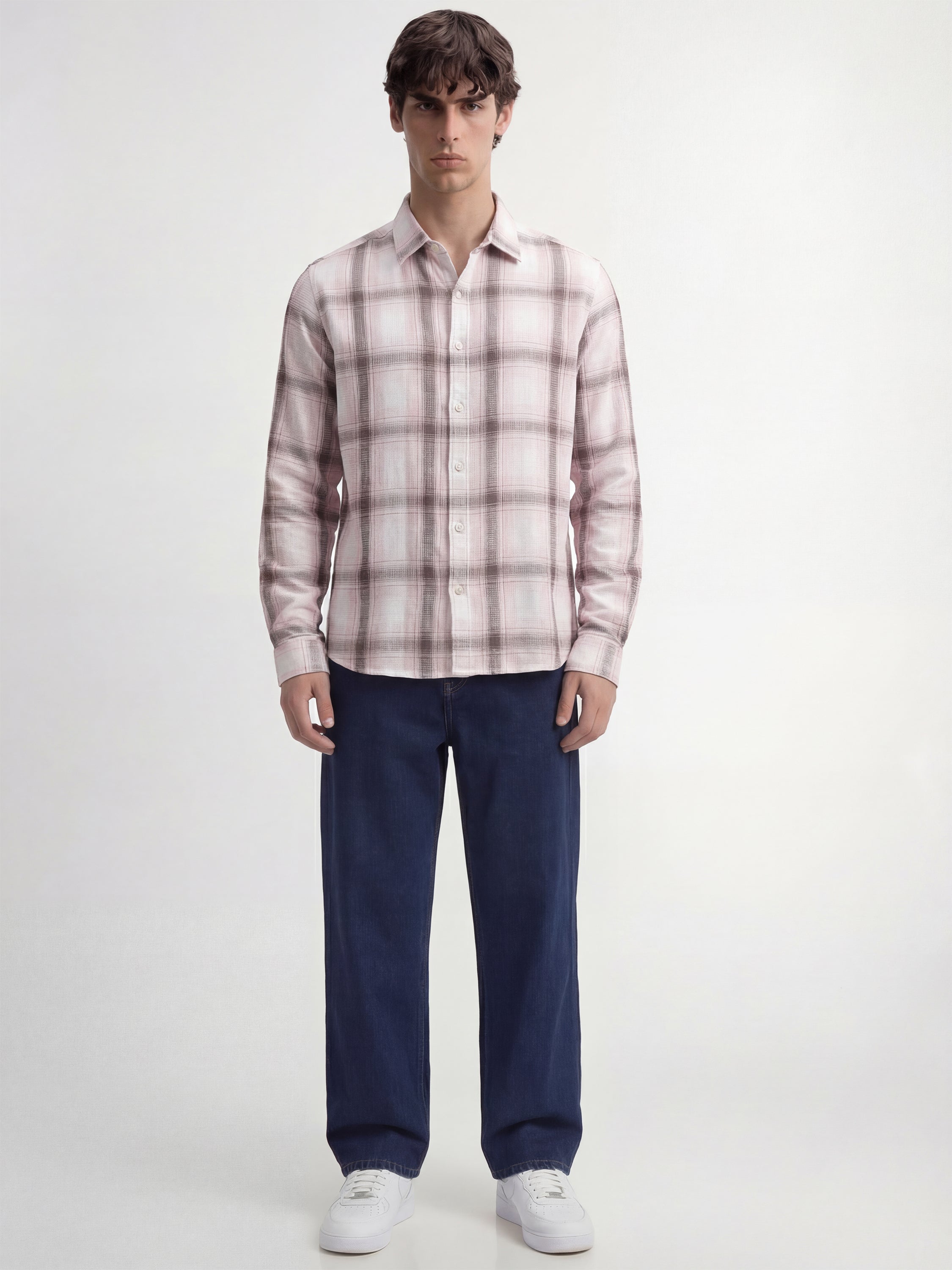 Highlander Men Pink Checked Regular Fit Casual Shirt - Pink - Image 2