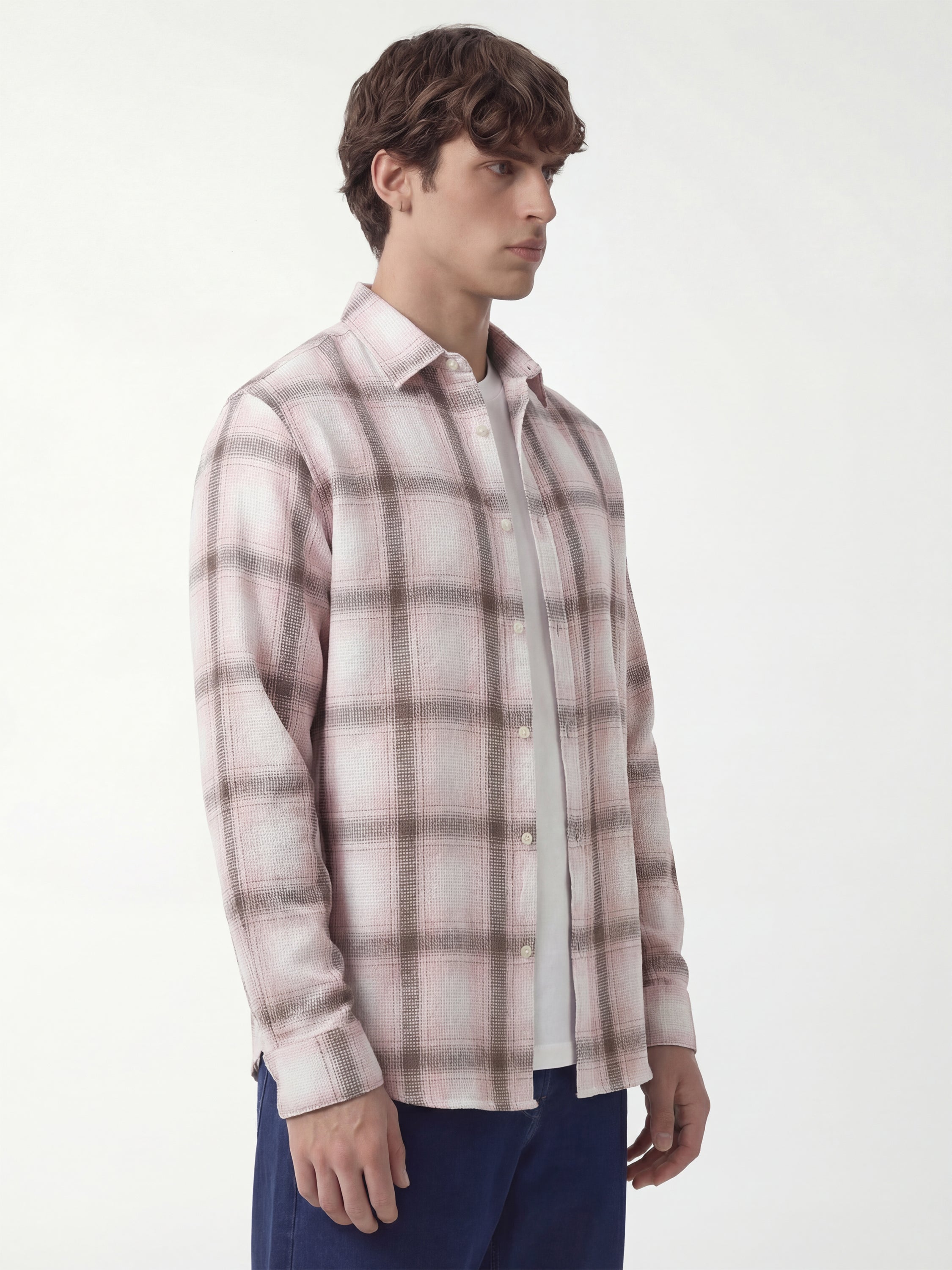 Highlander Men Pink Checked Regular Fit Casual Shirt - Pink - Image 5