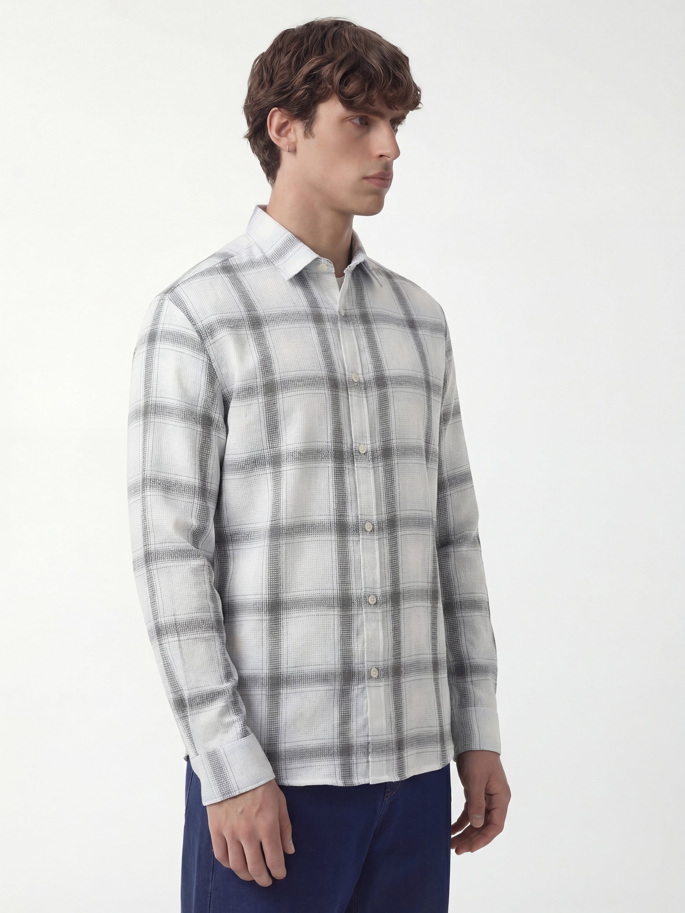 Highlander Men Blue Checked Regular Fit Casual Shirt - Blue - Image 5