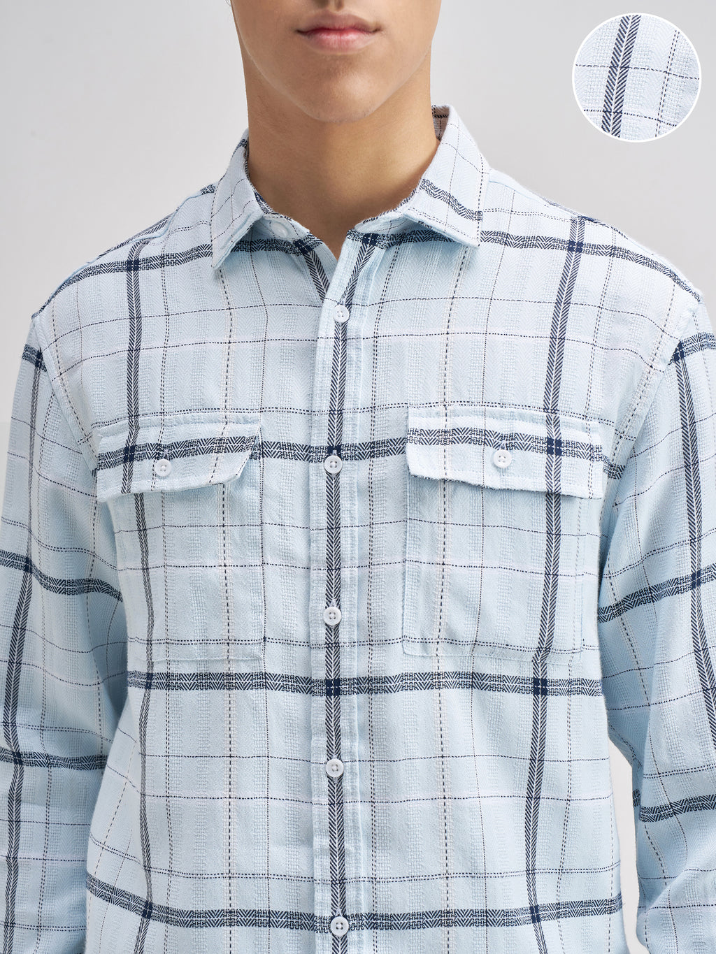 Highlander Men Blue Checked Relaxed Fit Casual Shirt - Blue - Image 5
