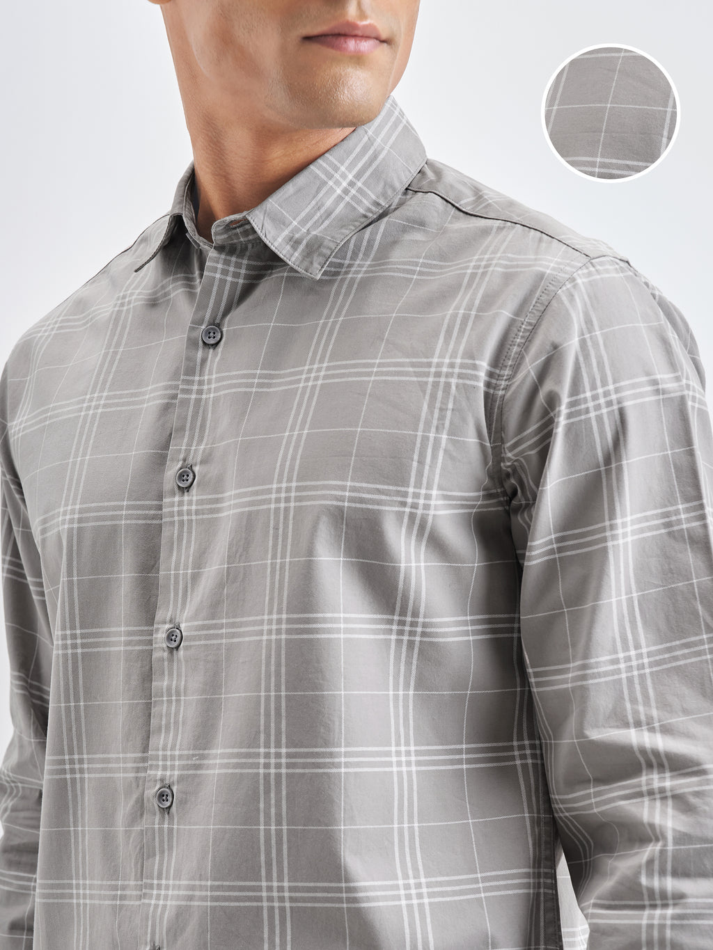 Highlander Men Grey Checked Regular Fit Casual Shirt - Grey - Image 5