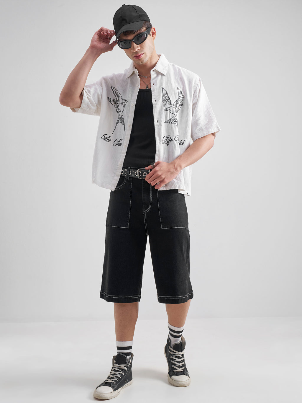 Highlander Men White Embroidered Boxy Fit Casual Shirt - White - Image 2