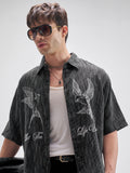 Highlander Men Black Embroidered Boxy Fit Casual Shirt - Black - Image 1