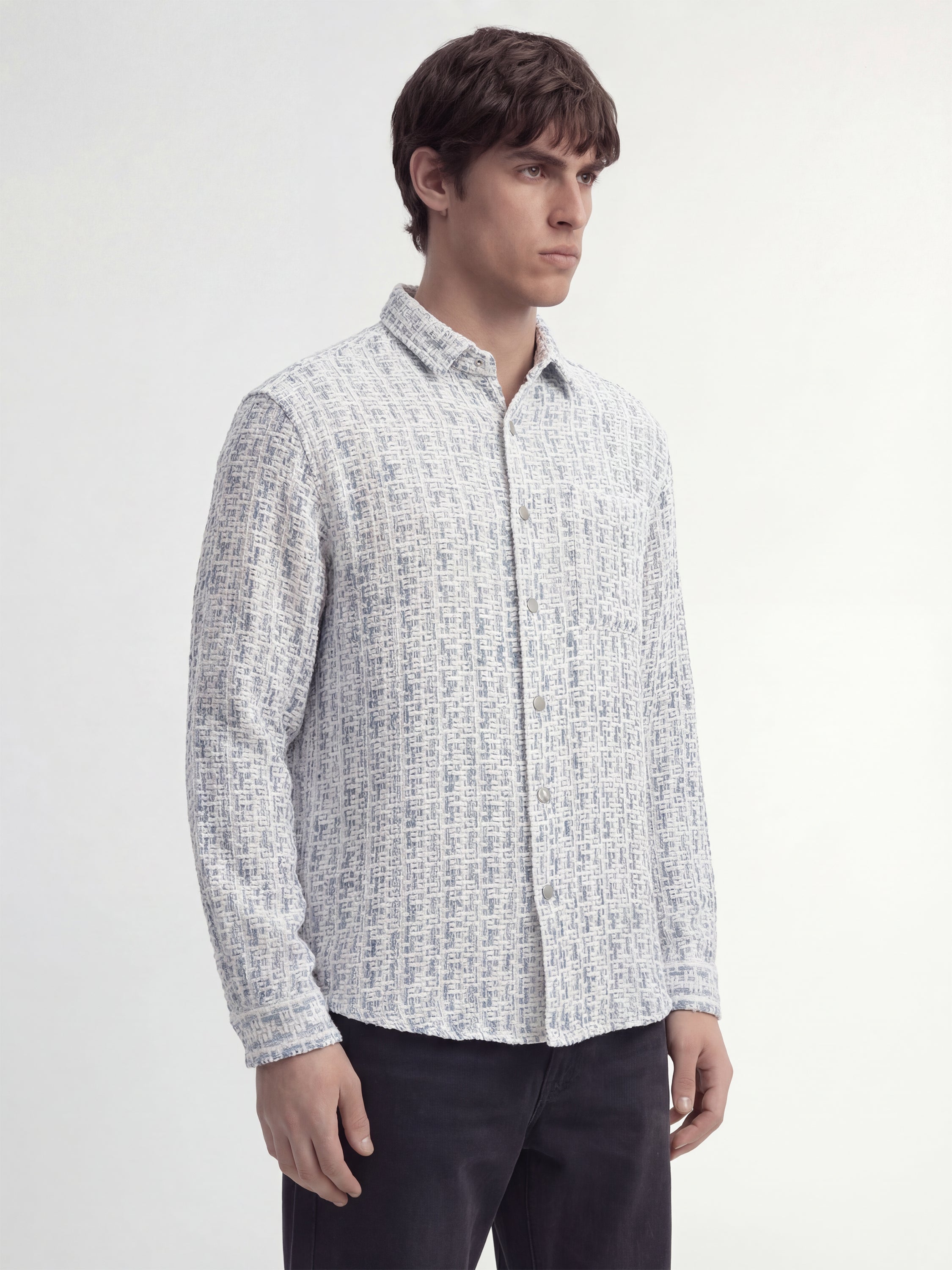 Highlander Men White Self Design Relaxed Fit Casual Shirt - White - Image 6