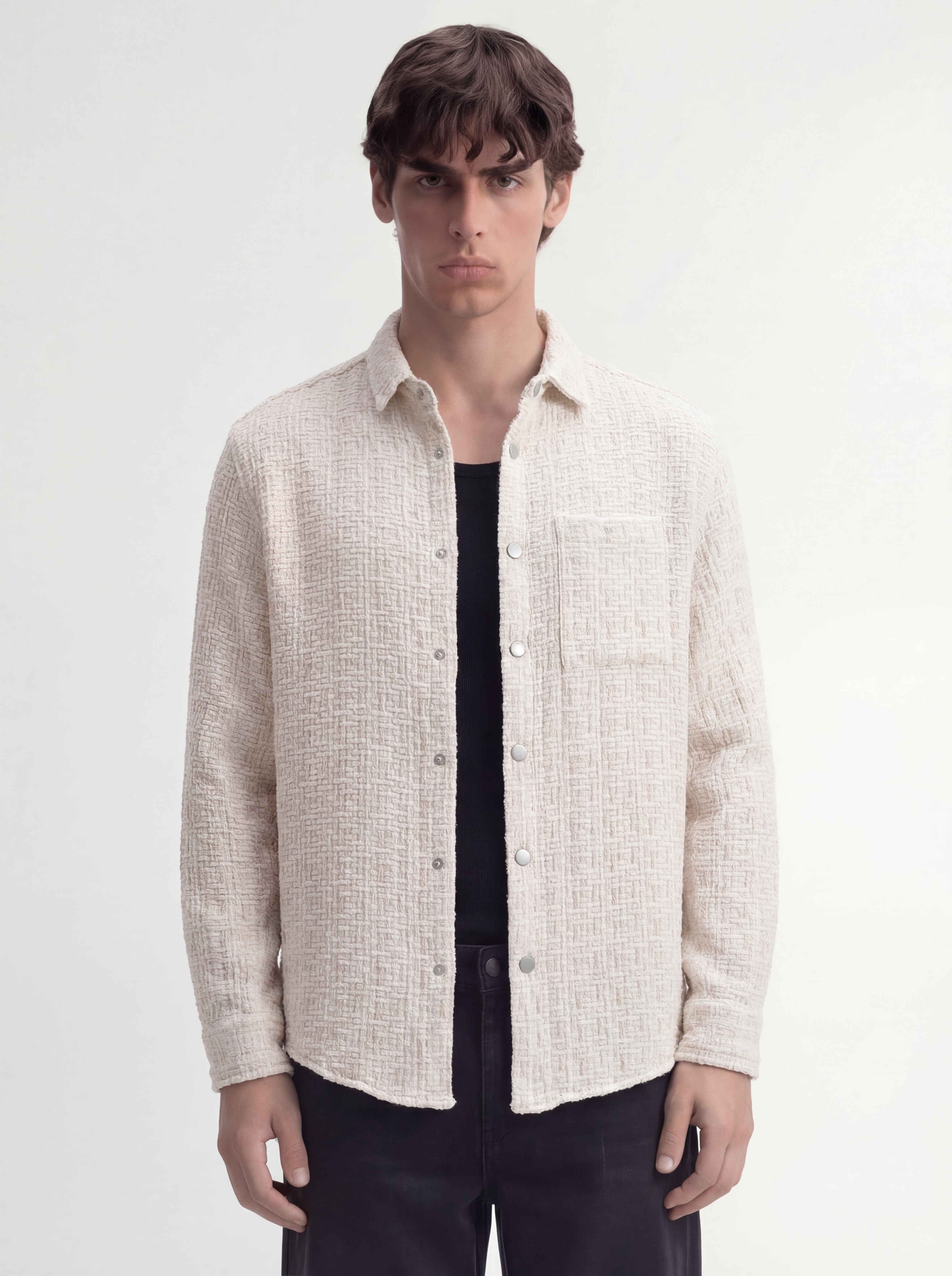 Highlander Men White Self Design Relaxed Fit Casual Shirt - White - Image 5