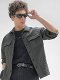 Highlander Men Grey Self Design Relaxed Fit Casual Shirt - Grey - Image 1