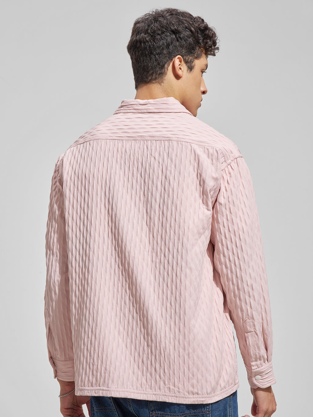Highlander Men Pink Self Design Relaxed Fit Casual Shirt