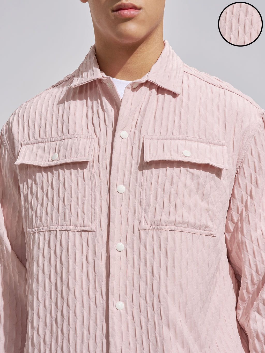 Highlander Men Pink Self Design Relaxed Fit Casual Shirt