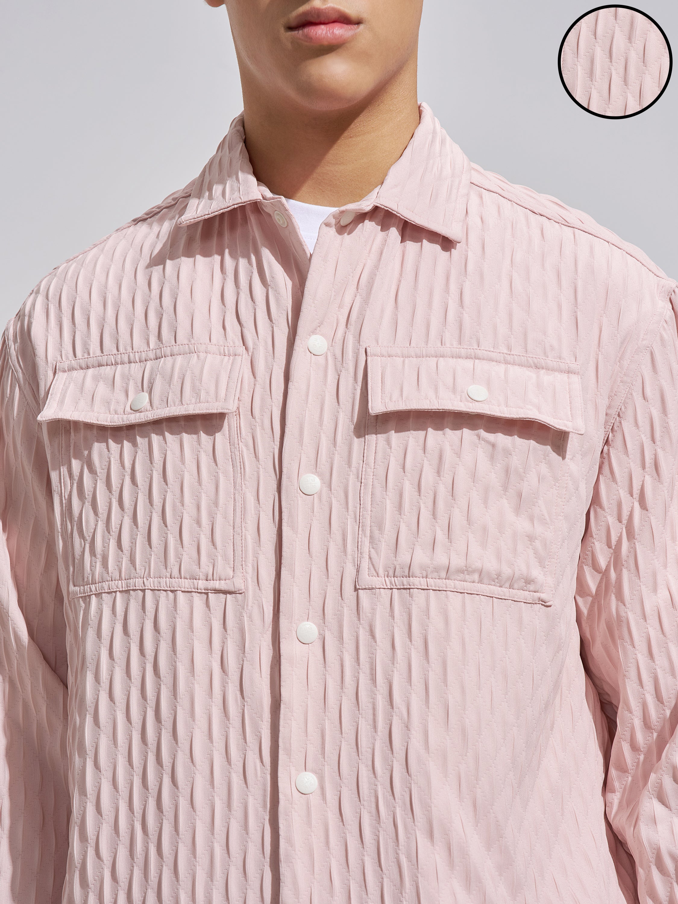 Highlander Men Pink Self Design Relaxed Fit Casual Shirt