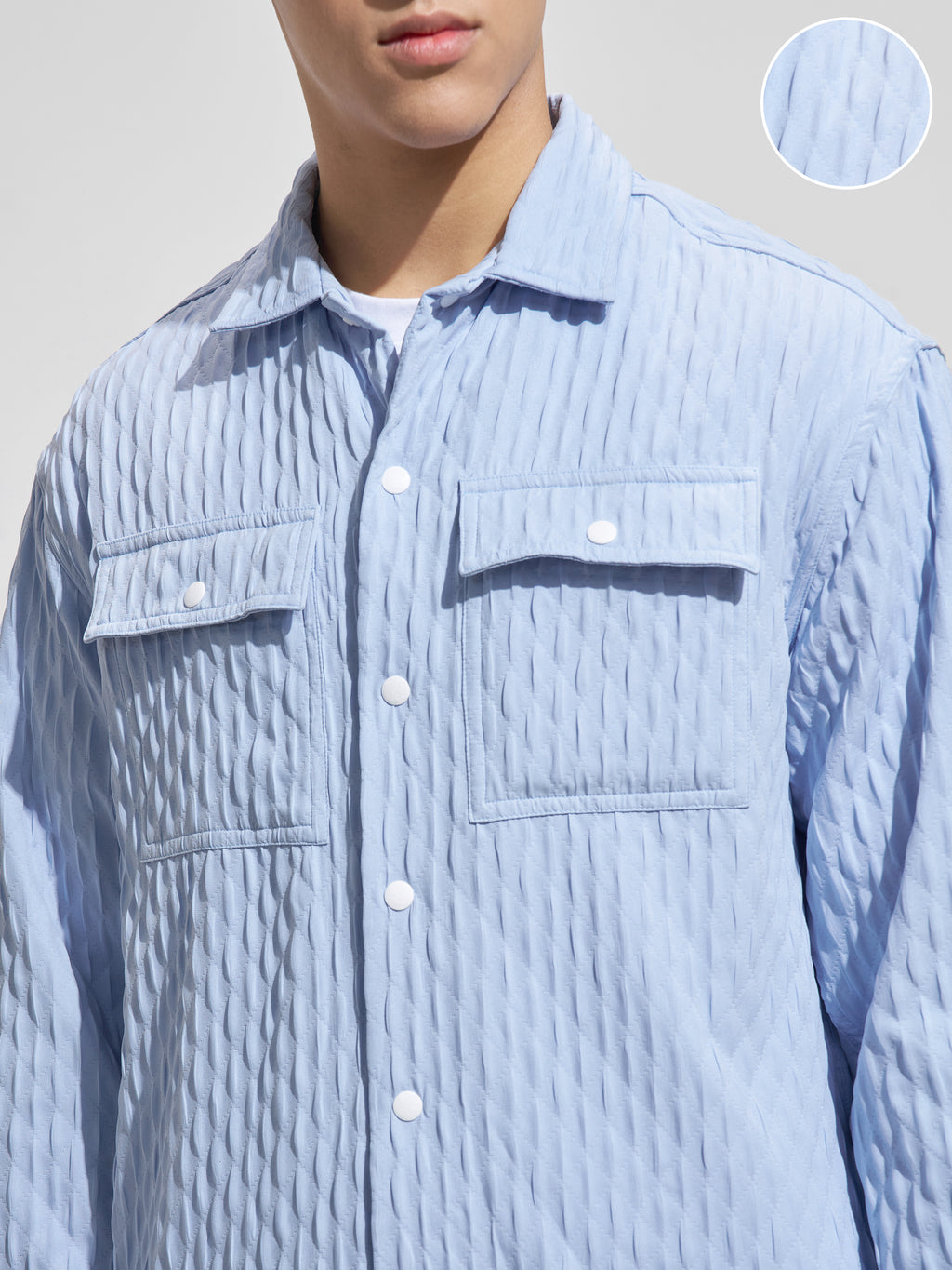 Highlander Men Blue Self Design Relaxed Fit Casual Shirt